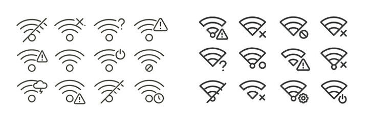 Leinwandbilder - Collection of internet connection status icons showcasing various connectivity conditions and signals