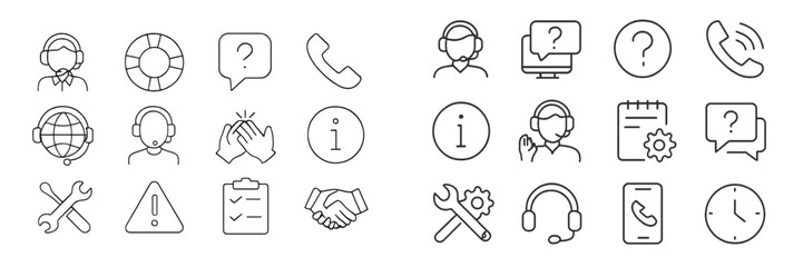 Leinwandbilder - Collection of customer support and service icons showcasing various communication methods and tools