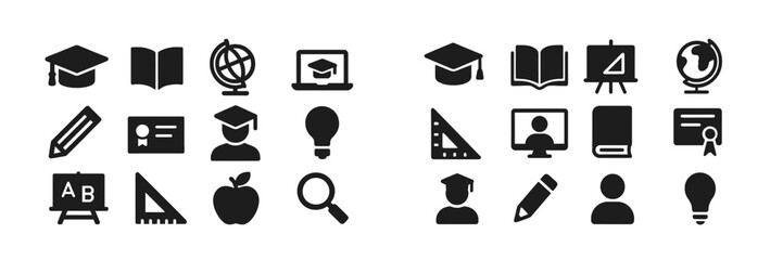 Aufkleber - Educational symbols representing learning, knowledge, and student achievements in a modern classroom setup