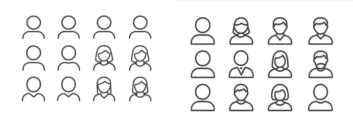 Poster - Group of people with varied hairstyles and appearances in a minimalist style representing diversity and community