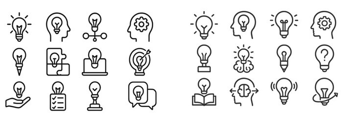Poster - Various light bulb icons representing ideas and concepts in a creative illustration