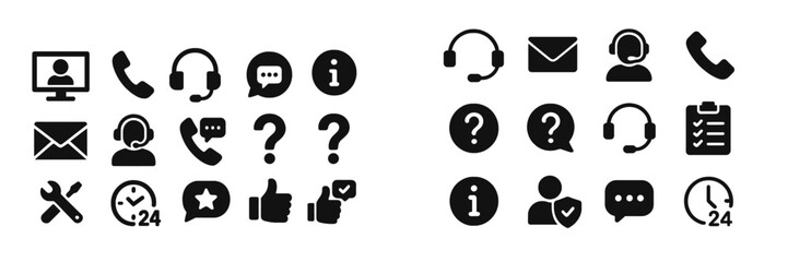 Leinwandbilder - Collection of customer support service icons depicting various communication methods and assistance options