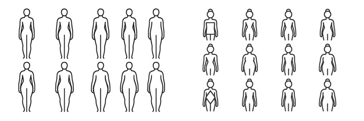 Poster - Various human figure drawings showcasing diverse poses and body shapes in a minimalist design style