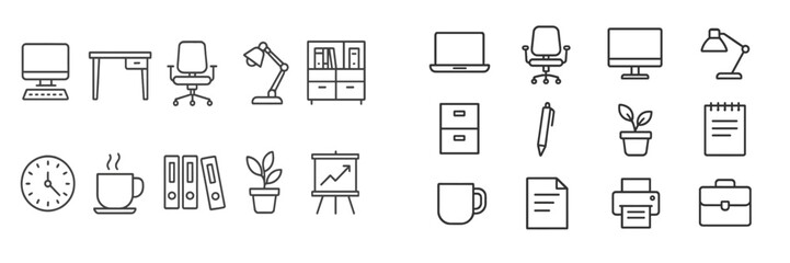 Aufkleber - Illustration of office essentials and workspace items for productivity and organization