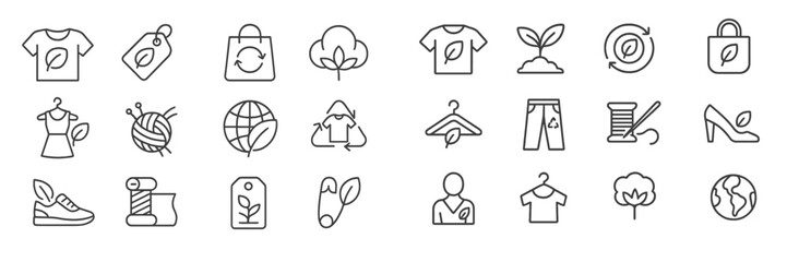 Poster - Eco-friendly symbols depicting sustainability practices in fashion, recycling, and environmental conservation efforts