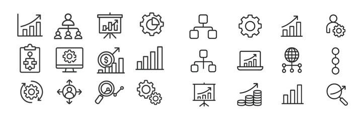Leinwandbilder - Business analysis and growth icons used for presentations on market trends and development strategies
