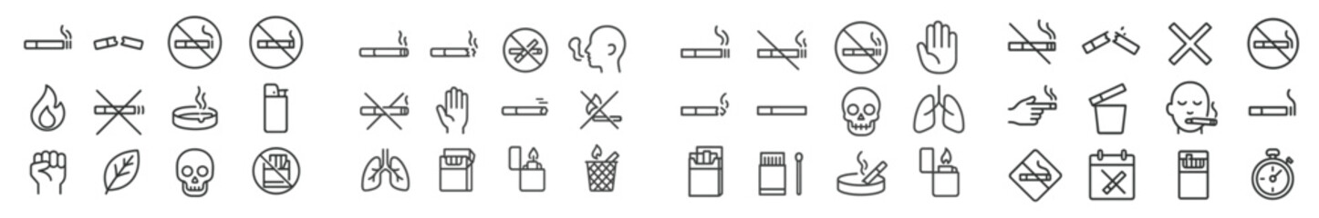 Poster - Collection of no smoking signs and warnings displayed in various styles and formats for public health awareness