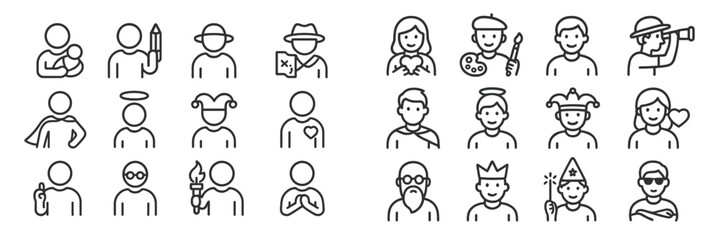 Poster - Variety of human icons showcasing different professions and activities, ideal for creative projects and design purposes