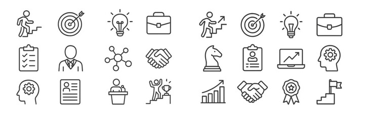 Aufkleber - Collection of business and success icons depicting growth, ideas, teamwork, and achievement in a professional setting