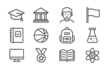 Poster - Educational symbols highlighting school activities and subjects for students in a learning environment