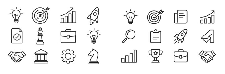 Aufkleber - Icons representing business growth, strategy, and achievement in a minimalist design