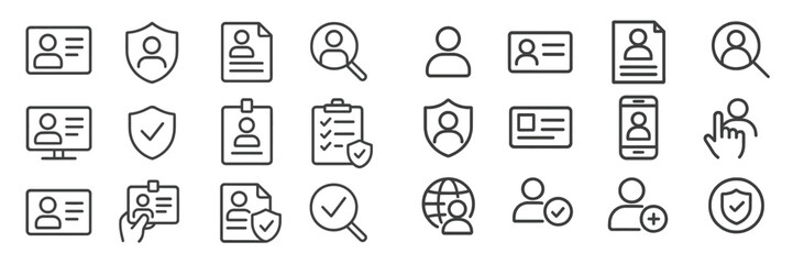 Poster - Identification and verification symbols representing security, profiles, and documents commonly used in digital environments