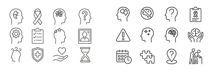 Aufkleber - Mental health awareness symbols representing various aspects of well-being, support, and care for individuals