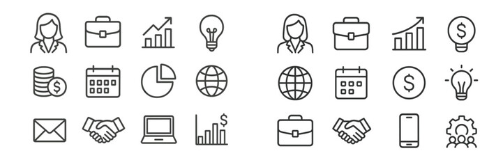 Aufkleber - Icons representing business concepts and strategies for a modern office environment focused on growth and technology
