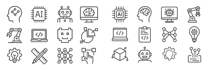 Aufkleber - Illustrating artificial intelligence concepts with icons representing technology and automation in a modern design