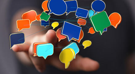 Aufkleber - Image of interconnected speech bubbles, representing global communication and networking.