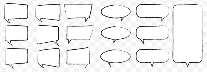 Poster - Silhouette speech bubble vector set. black on a Transparent background. simple flat design. text box and message icon collection. vector illustration on Transparent Background. EPS 10.