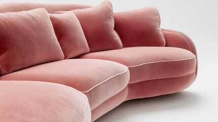 Poster - A stylish pink sectional sofa with soft cushions is showcased in a contemporary living room. The design emphasizes comfort and is perfect for modern decor