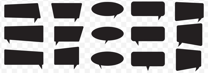Poster - Silhouette speech bubble vector set. black on a Transparent background. simple flat design. text box and message icon collection. vector illustration on Transparent Background. EPS 10.