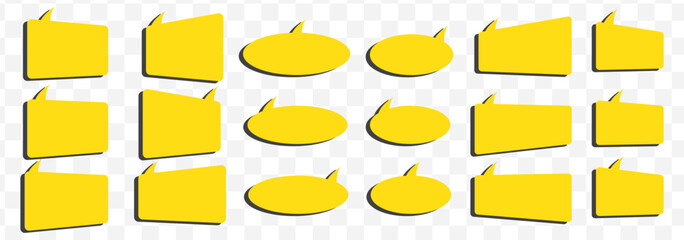 Poster - Set of Yellow comment speech bubble on Transparent background. Chat message speech bubble on Transparent Background. EPS 10.