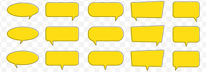 Poster - Set of Yellow comment speech bubble on Transparent background. Chat message speech bubble on Transparent Background. EPS 10.