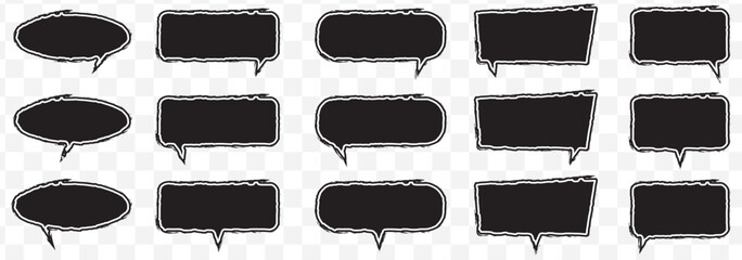 Poster - Silhouette speech bubble vector set. black on a Transparent background. simple flat design. text box and message icon collection. vector illustration on Transparent Background. EPS 10.