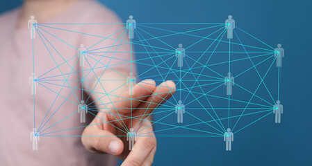 Leinwandbilder - Abstract image of a digital network connecting people, representing global communication and collaboration.
