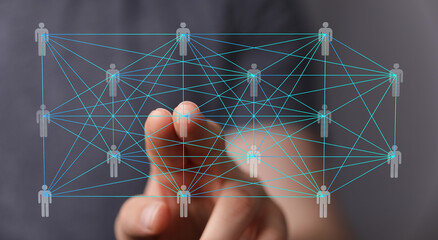 Aufkleber - Visual representation of a global network, interconnected people, digital communication, teamwork, collaboration.