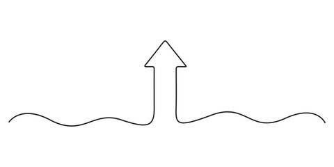 Poster - Arrow pointing right, Continuous line drawing upward arrow vector. One line Arrow pointing right, vector background. Arrow pointing right, icon. Continuous outline of a Arrow pointing pro vector