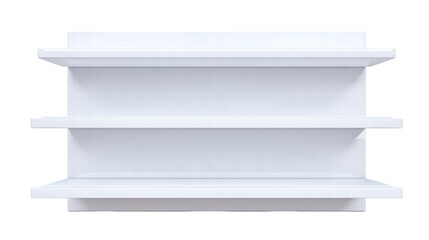 Empty isolated white shelf on transparent background with clean modern design