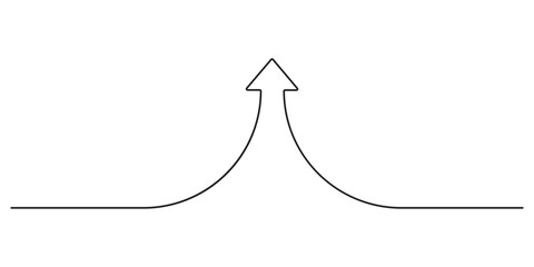 Poster - Arrow pointing right, Continuous line drawing upward arrow vector. One line Arrow pointing right, vector background. Arrow pointing right, icon. Continuous outline of a Arrow pointing pro vector