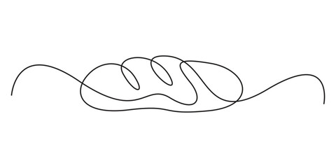 Fototapete - Continuous single line drawing of a slice bread. Simple design for breakfast and food concepts, Continuous one line art drawing. Bread in the form of a baguette Long sandwich bread. Pro vector
