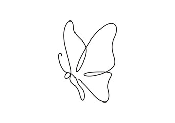 Poster - Continuous single line art butterfly. One line drawing and simple outline butterfly vector illustration