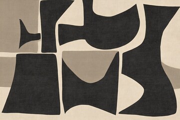 Leinwandbilder - Abstract forms contrast beige linen texture