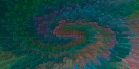 Fototapete - Abstract 3d cuboid array with teal and brown hues