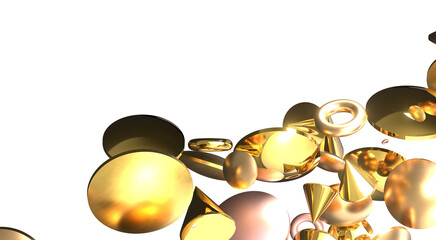 Poster - Shimmering Bliss: Mesmeric 3D Illustration Depicting Glistening gold Confetti