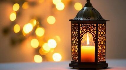 Aufkleber - A lit candle sits on top of a wooden table, providing warm light
