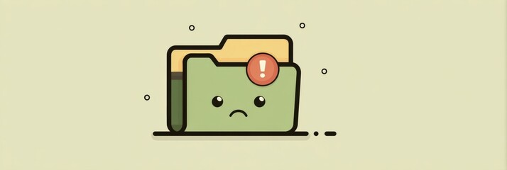 Aufkleber - Illustration of a Sad Folder Icon With an Error Badge Showing a Digital Error in a Light Background