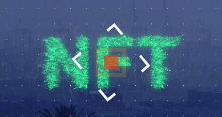 Poster - Image of nft over cityscape