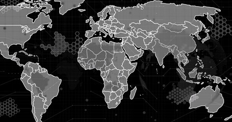 Poster - Image of network of connections over world map
