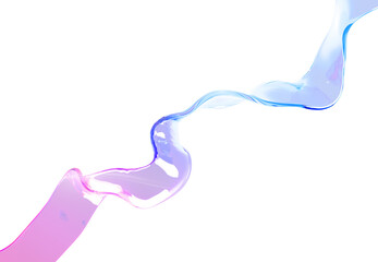 Poster - Glass rainbow ribbon, flying holographic water wave line on abstract 3d background. Iridescent transparent tape with pink blue gradient texture in motion. Flowing glossy curve shape