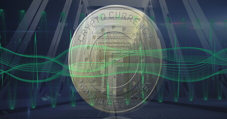 Poster - Image of coin with nft and graphs over servers
