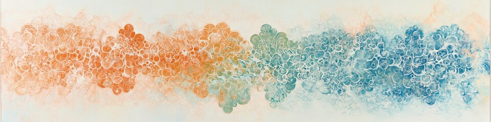 Aufkleber - Peach and Blue Abstract Watercolor Background, Delicate Artwork With Soft, Light Floral Texture