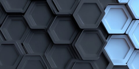 Poster - Abstract Hexagon Pattern Featuring Blue and Gray Tones for a Modern and Minimalist Background Design
