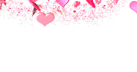 Aufkleber - Falling love heart confetti 3d illustration  in transparent PNG