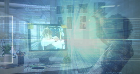 Poster - Image of data processing over business people