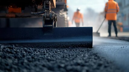Aufkleber - Workers laying asphalt on a road
