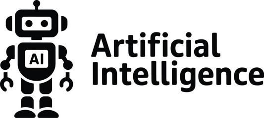 Poster - Illustration of a robot icon with ai on its chest next to the words artificial intelligence