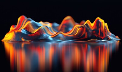 Poster - Abstract fiery landscape reflection, digital art, background design