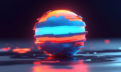 Poster - Abstract glowing sphere, futuristic design, dark background, digital art, website header